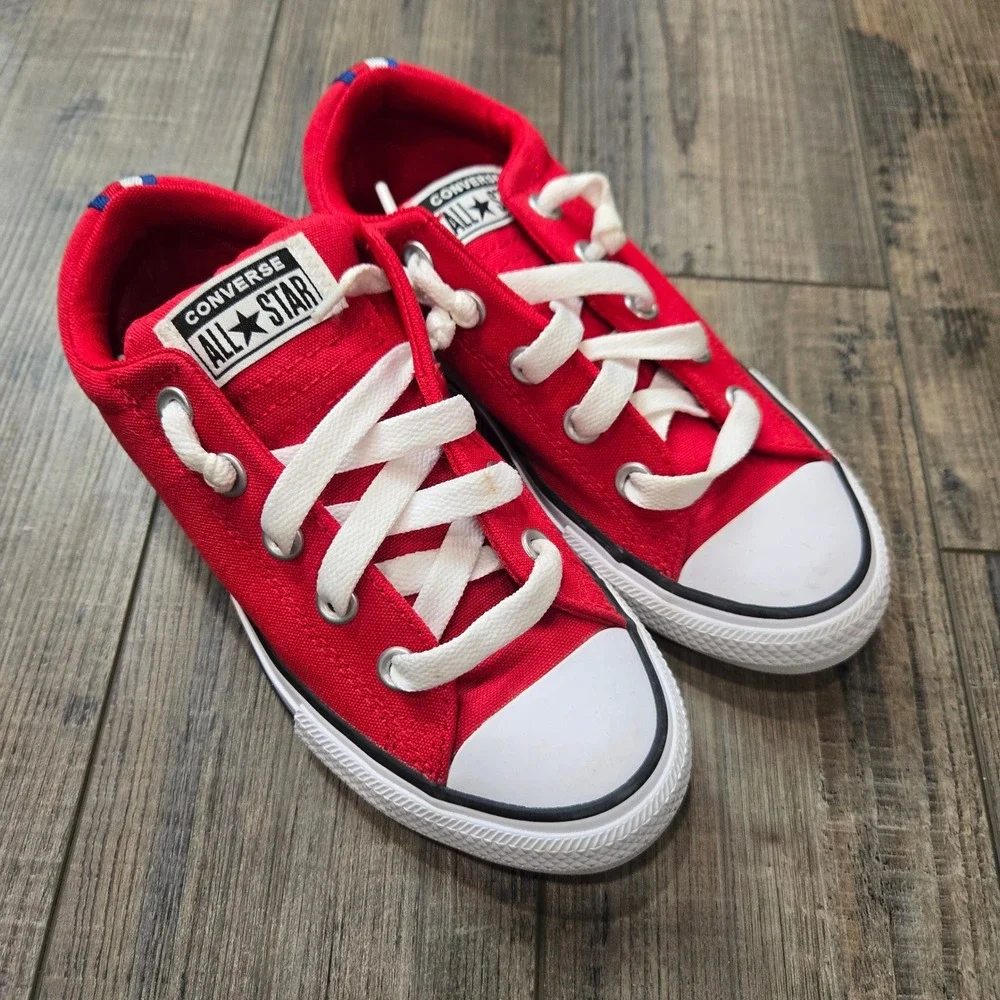 Converse Chuck Taylor All Star Madison Red Canvas Low Top Junior Sneaker Size 2